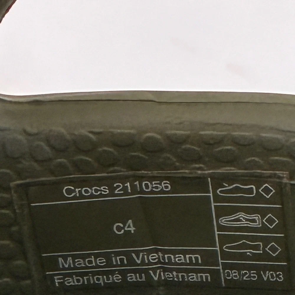 Crocs Kids Size C4 Handle It Rain Boots Army Green Waterproof Pull On 211056